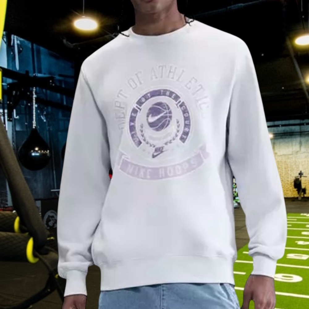 NIKE Sweatshirt Mens Womens XL Unisex White Purple X Large Crewneck NWT Fleece